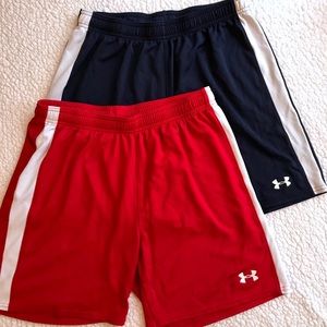Women’s Under Armour Red & Navy Blue Shorts